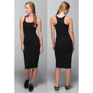 Lululemon Refresher Racerback Sleeveless Bodycon Midi Dress Black Women's Size 8